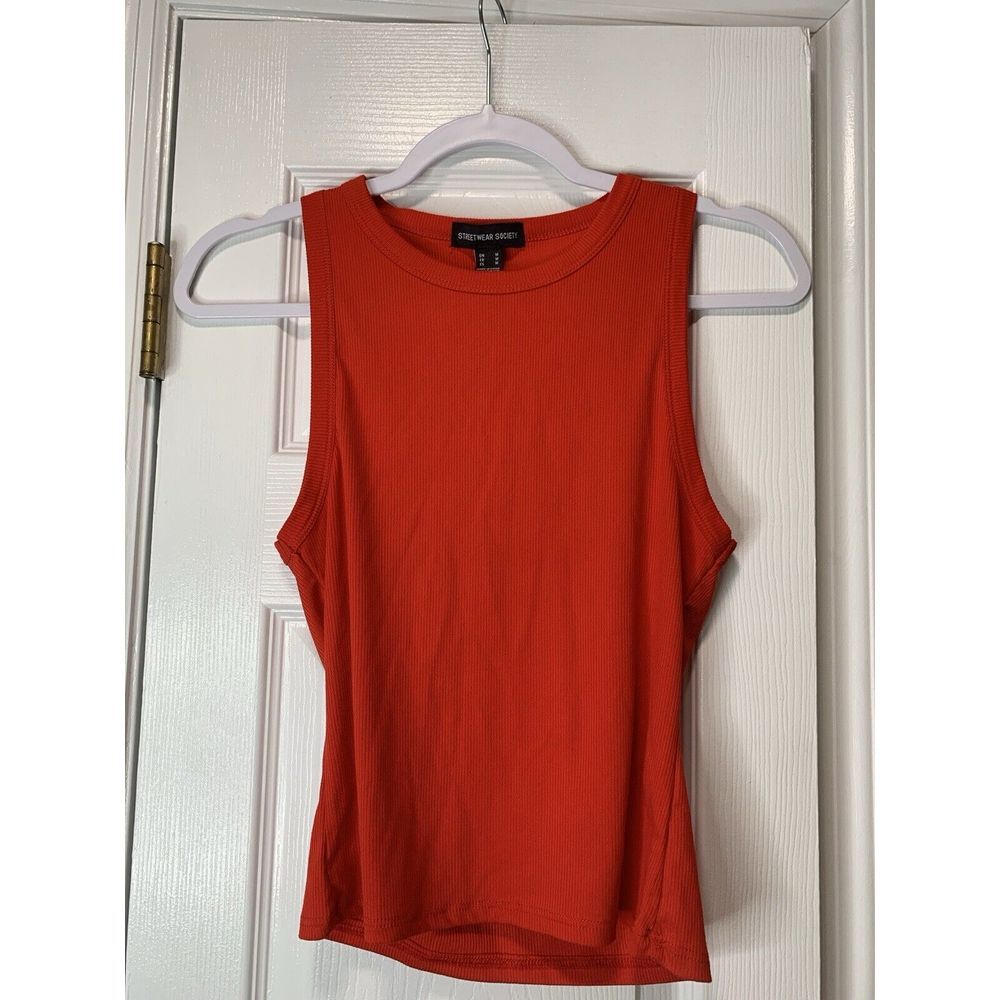 Streetwear Society Tank Red Ribbed Sz‎ M Womens